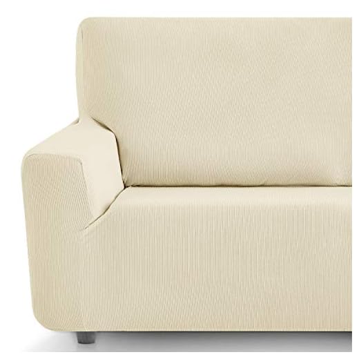 Eiffel Textile Funda Sofa Elastica Protector Adaptable Rústica Sofá, Marfil, 3 Plazas (180-240 cm)