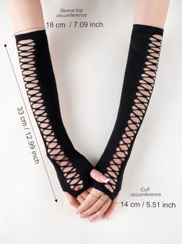 Avidlove Long Black Fishnet Gloves for Women Cut Out Fingerless Arm Sleeve - image 4