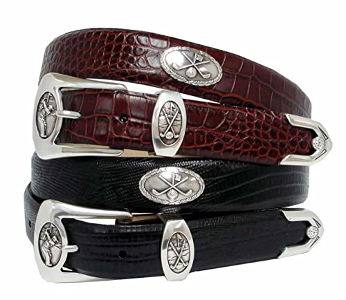 Bc3109 Italian Calfskin Genuine Leather Designer Golf Dress Belt 1-1/8"(30Mm) Wide (Alligator Black, 36) #TOP1