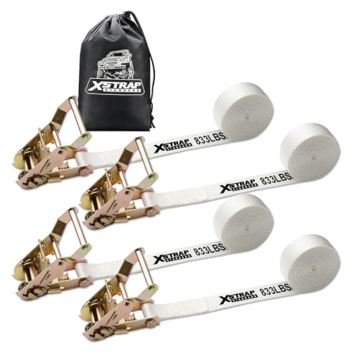 Image of XSTRAP STANDARD 4PK 1" × 10FT Ratchet Tie Down White Tent Securing Straps