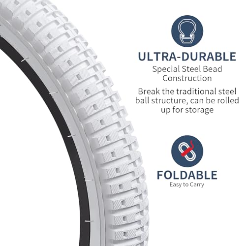 YUNSCM 2-PCS 16" Bike Tires 16x1.95/53-305 (White) Compatible with Kid Bike 16 x 1.95 16x2.0 All-Terrain Directional Tread Bicycle Tires (Y-1027) by YunSCM - Used condition - Image 2