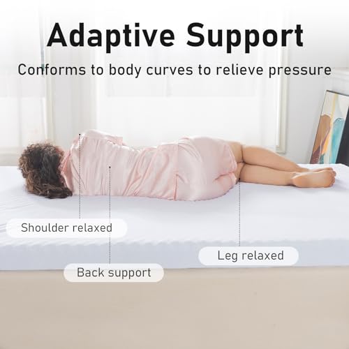Whatsbedding 3 Inch Memory Foam Mattress Topper Queen Size With Soft Cover thumb #4