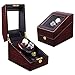 Produktbild JF Doppelter automatischer Uhrenbeweger, Stromversorgung der Batterie 2 mechanische Uhr + 3 Tischspeicher-Displaybox, Unisex-sandalwoodblack