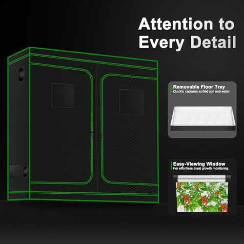 MELONFARM 114"x57"x80" Grow Tent, High Reflective 600D Diamond Mylar Canvas with Observation Window and Floor Tray for Hydroponic Indoor Plant Growing