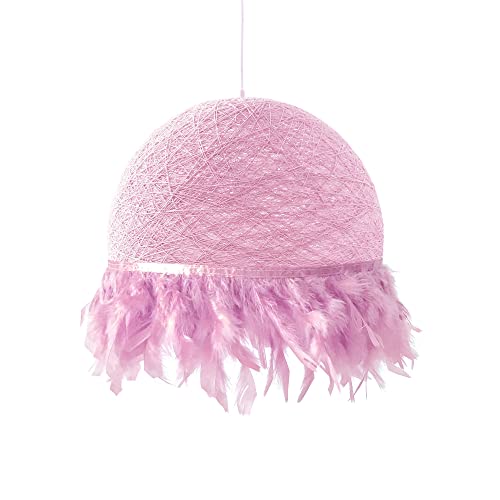 Lampe de plumes rose HALF FEATHERS : luminaire bohème de chambre