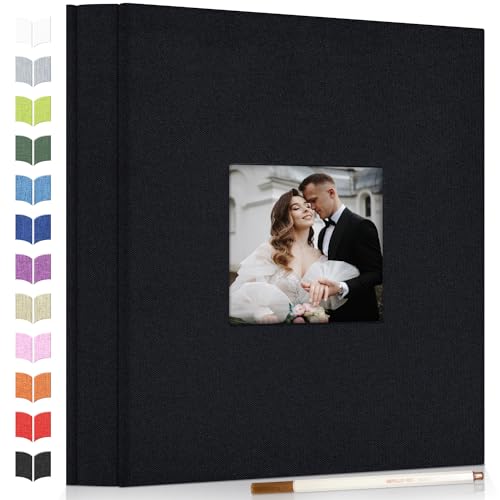 Artfeel Photo Album Self Adhesive Scrapbook Album for 3x5 4x6 5x7 8x10 Pictures,40 Pages Linen Cover with Display Window DIY Photo Book,Ideal Gifts for Family Travel Wedding Baby