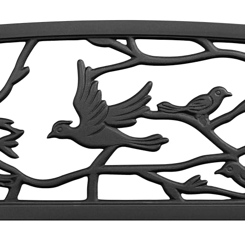 Yaheetech Gartenbank für 3 Personen Metallbank Sitzbank Outdoor Bank Eisenbank Ruhebank im Retro-Stil mit Rückenlehne & Armlehne für Hof/Garten/Terrasse/Balkon/Café, Schwarz