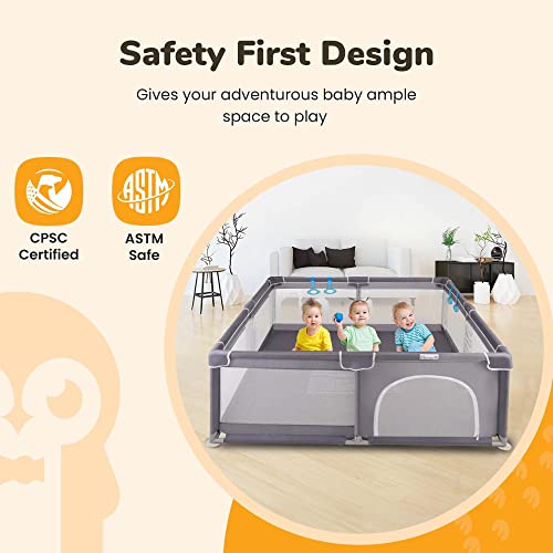 Baby Playpen For Babies And Toddlers, 50 X 50 Inch Baby Play Yards, Kids Play Pen For Indoor & Outdoor, Large Baby Playpen, Portable Toddler Play Yard With Carrying Bag, Anti-Slip Base, Li'l Pengyu #TOP3