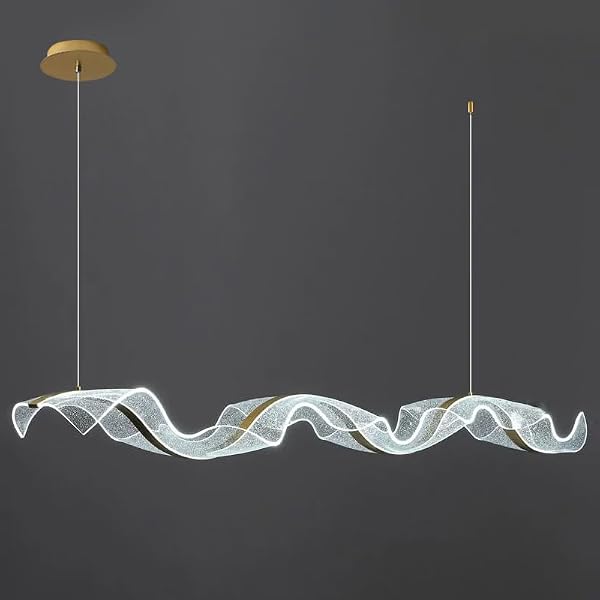 LMOYE Modern LED Novelty Wavy Chandelier Lighting Dining Room Kitchen Island Home Decor Starry Acrylic Long Hanging Lights Restaurant Hotel Front Desk Pendant Lamps Dimming (Length 47.24(in) (120cm)) by LMOYE - Used condition - Image 8