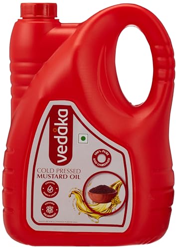 Image of Amazon Brand - Vedaka Cold Pressed Mustard Oil | 5 L | Cooking Oil | Contains Omega- 3 Pufa | 100% Vegetarian Kachi Ghani Oil (Pack of 3)