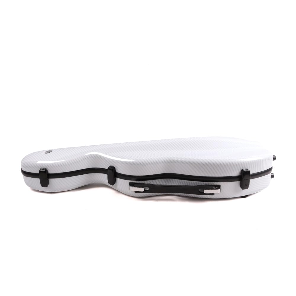 Custodia per violino 4/4 full size in fibra di carbonio composita custodia rigida manico resistente cinghie posteriori morbida imbottitura (bianco), CASE-22