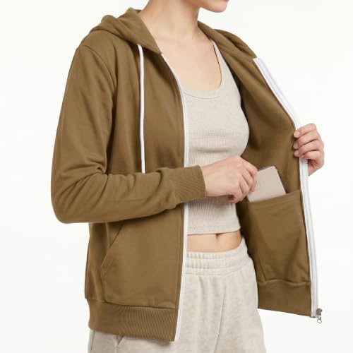 Image of GIVON Womens Casual Zip Up Hoodie Cotton Blend Soft Fabric Basic Layering Hooded Jacket with Kangaroo Pocket