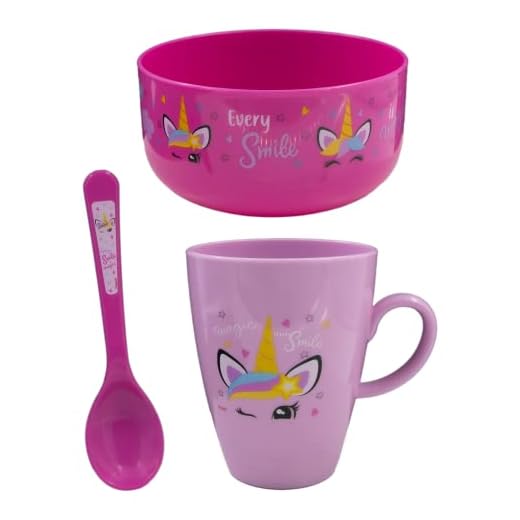 SMART Unicorn Smile Set colazione 3 pezzi per bambini, con Tazza, Scodella e Cucchiaio, Set Stoviglie per bambini con Disegno del mondo dei Pirati