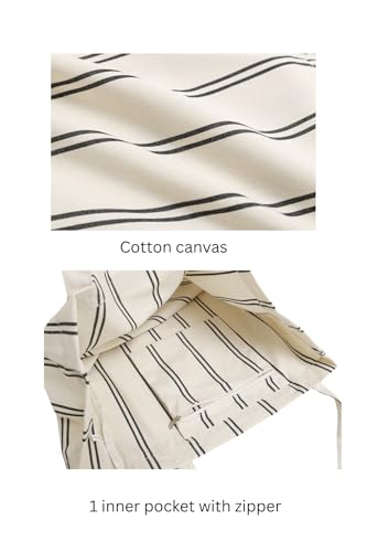 Image of Jeelow Large Striped Or Patterned Canvas Tote Bag for Women Men Shoulder Handbag with Zipper Pocket Travel
