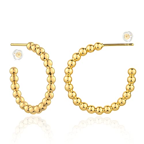 MEVECCO Gold Hoop Earring Sterling Silver Post Open Hoops 18K Gold Plated Small Hypoallergenic Gradual Earrings Jewelry for Her