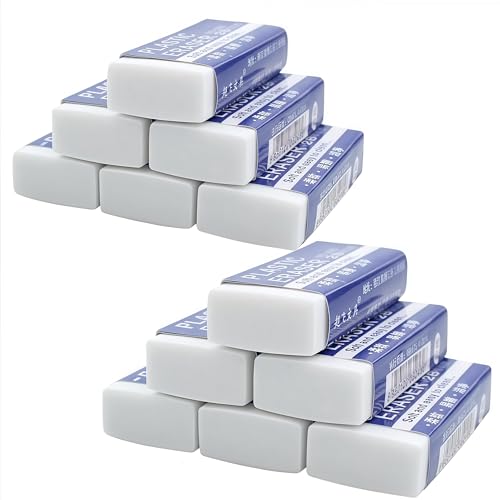 12 Pezzi Gomma da Cancellare bianca squadrata, WizeFolk Morbido 2B