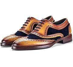 Lethato Wingtip Brogue Oxford - Navy Blue, Navy Blue, 7.5-8