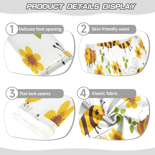 Toddler Girls Leggings Printed Yoga Pants Leggings Yellow Flower Bee for Kids3