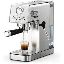 AYCHIRO 20 Bar Semi-Automatic Espresso Machine, Adjustable Espresso Machine with Pressure Gauge, Compact Espresso Maker with Steam Wand, Cup Warmer for Home & Office