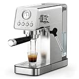 AYCHIRO 20 Bar Semi-Automatic Espresso Machine, Adjustable Espresso Machine with Pressure Gauge, Compact Espresso Maker with Steam Wand, Cup Warmer for Home & Office