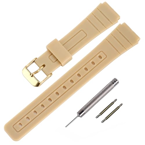 TPUEHb`Xgbv̌p Casio F-91W/F-84/F-94/F-105/F-108/A-158pohijEpj (Khaki/Gold Buckle)