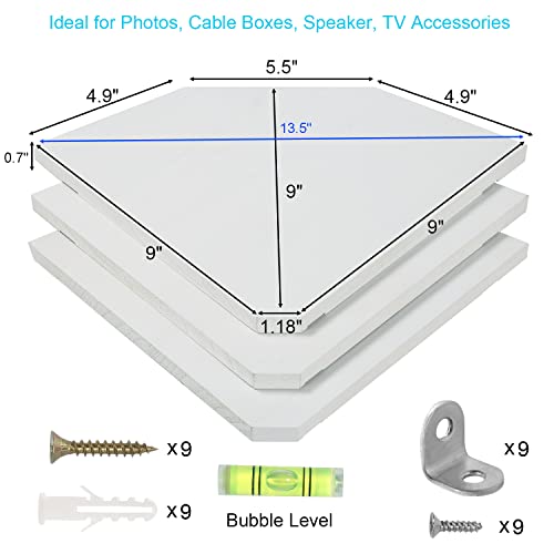 Joiishom Corner Wall Shelf Set Of 3, Floating Corner Shelves For Wall, Rustic Wood Wall Storage Display Shelves For Living Room Bedroom Bathroom Kitchen (Fanshaped-White) #TOP4