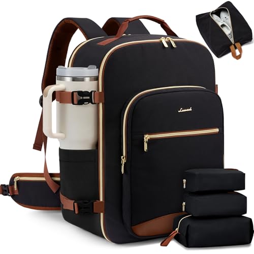 Image of LOVEVOOK 56L Travel Backpack for Women & Men, Airline Approved Carry On Luggage with 3 Packing Cubes, TSA Overnight Bags, Waterproof Personal Item Bag, Weekender Essentials Backpacks fits 17 inch Laptop