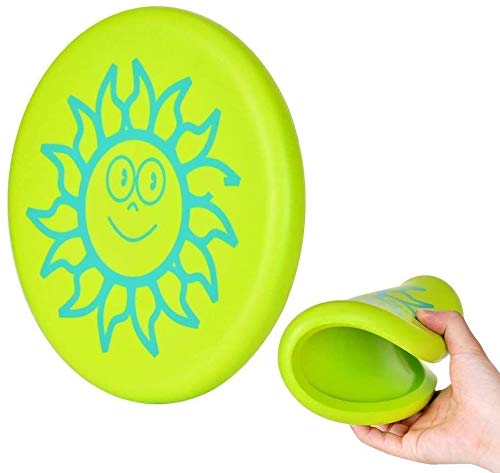 BangShou Wurfscheibe für Kinder Softe Wurfscheibe Weiches Flying Disc Verdickte mit Cartoon Muster für Kinder Sport (Grüne Sonne)