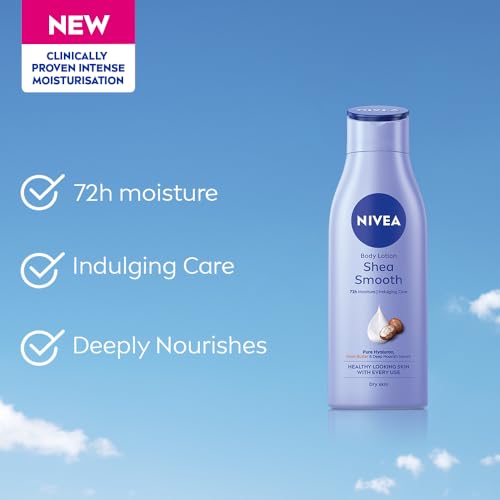 Image of NIVEA Shea Smooth 200ml Body Lotion | 72 H Moisturization | With Deep Moisture Serum & Shea Butter | Non Greasy & Healthy Looking Skin |For Dry Skin