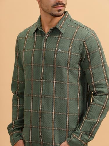 Image of WROGN Men's 100% Cotton Shirt | Checkered Pattern | Slim Fit