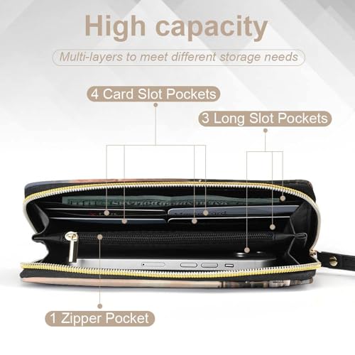 Vintage Style Eiffel Tower Paris Leather Wallet Smooth Zip Around Clutch Wristlet Travel Long Soft Purse for Women4