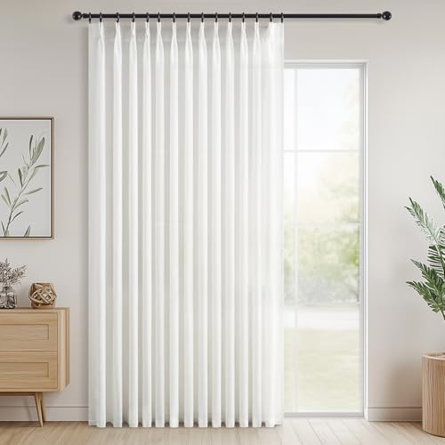 Topfinel White Pinch Pleated Linen Curtains 84 Inch Length 1