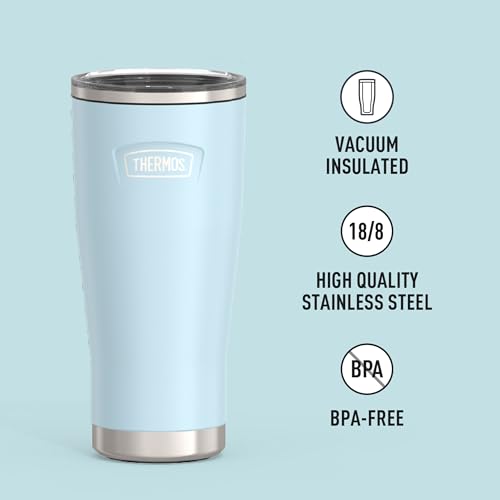 Image of THERMOS Icon Series 24oz Stainless Steel Tumbler with Slide Lock Lid, Leakproof, Fits Cupholder, Dishwasher Safe, Griptec Non‑Slip Base, Keeps Drinks Hot 6 Hrs /Cold 22 Hrs, Glacier