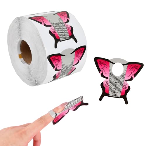 500 Piezas Moldes Uñas, Formas de Mariposa Moldes Guías Pegatinas Autoadhesivas, Rosa Roja Pegatinas Guía de Uñas, Guía de Extensión de Uñas para Extensión de Uñas Polygel UV