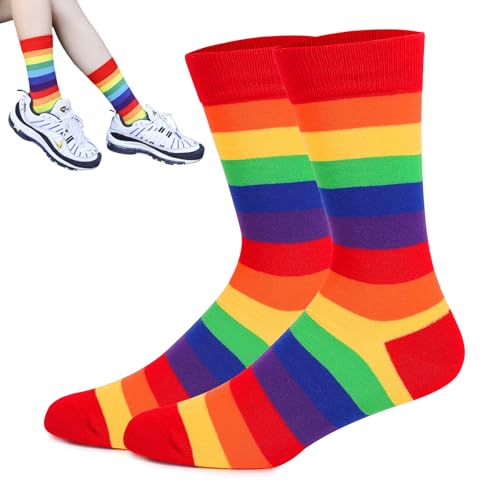 BinXiaoQin Pride Socken,CSD Pride Socks Rainbow,LGBTQ Accessoires Damen,Regenbogen Socken Gestreifte,Regenbogen Accessoires LGBTQ,Bunte socken Ringelsocken Damen Gay Geschenke