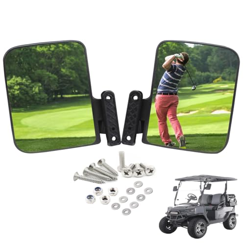Golf Cart Side Mirrors， HKOO Golf Cart Folding Side View Mirrors for Club Car, EZGO, Yamaha, Star, Zone Carts