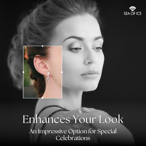 Sterling Silver Open Teardrop Dangle Hoop Earrings 5mm Bead Post Dangle Earrings for Women4