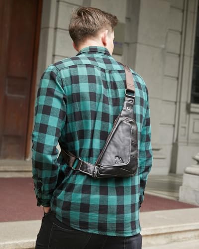 pundarika Genuine Leather sling bag for men women casual crossbody backpack small shoulder bag chest bag3