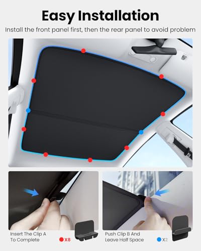 Image of REEVAA Tesla Model S (2026-2022) Sunshade Roof Accessories, Black | OEM Fit; Full Blackout & Heat-Blocking; Protect Interior & Reduce A /C Workload; Two-Piece Magnetic Design Prevents Sagging