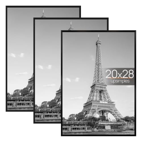 upsimples 20x28 Poster Frame, Easy Slide-In Assembly, Black, 3 Pack