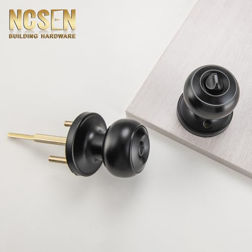 NCSEN 6 Pack Black Door Knobs Interior Keyless,Door Knobs for Bathroom & Bedroom,Matte Black Privacy Door Knob by NCSEN - Image 2