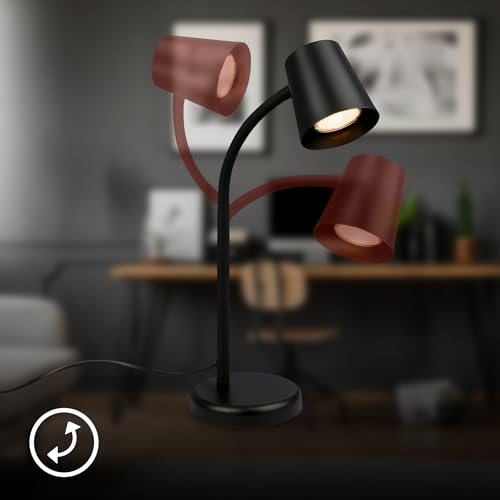 Briloner - Lampada Da Comodino, Lampada Da Scrivania Orientabile, Lampada Da Tavolo GU10 Per Ufficio Con Interruttore A Cavo, Lampada Da Lettura, 9W, 130X385Mm (Dxa), Metallo, Nero - 4
