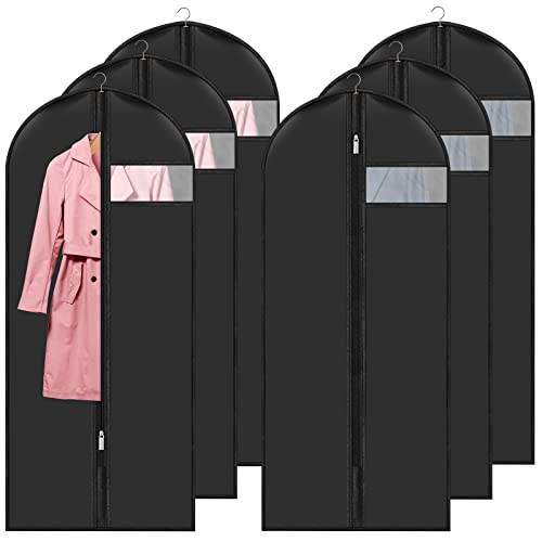 Fundas de Ropa a Prueba de Polvo, Bolsa de Ropa 60 x 140 CM Juego de 6 para Almacenamiento de Trajes con Cremallera, Bolsas de Polvo para Vestidos de Noche Impermeables y con Humedad para Camisas