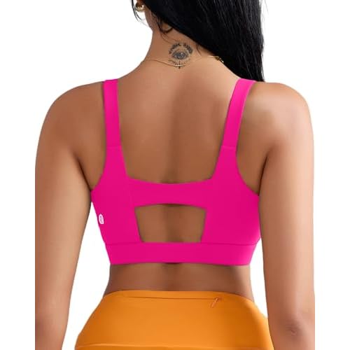 RUNNING GIRL Sports Bra for Women High Support, Molded Cup High Impact Sports Bras for Women Large Bust 3-hot Pink Small