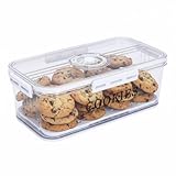 Duimbok Cookie Jar with Airtight Lid,Bread Box for Kitchen Countertop,Time Recording Bread Storage Container, BPA-Free Plastic Containers for Cookies, Homemade Bread, Toast, Bagel, Donut