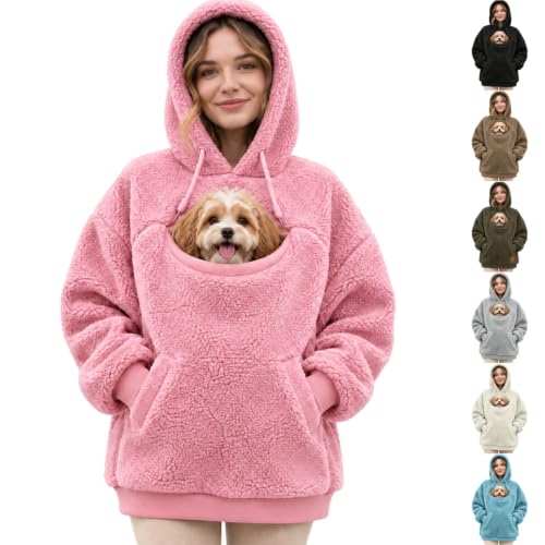 Pet Pouch Hoodies for Women Loose Fit Fleece Lined Cat Cute Hoodie - image 1