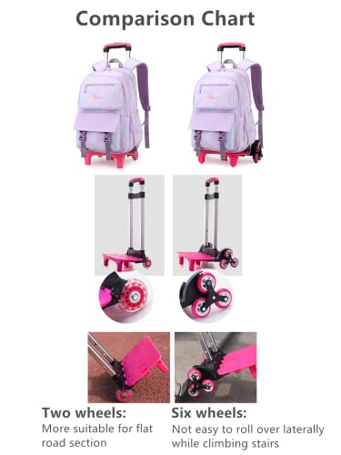 Gradient-Star Girls Rolling Backpacks For School, Capacity School Bags Bookbags For Teens Girls With 2 Wheels #TOP2
