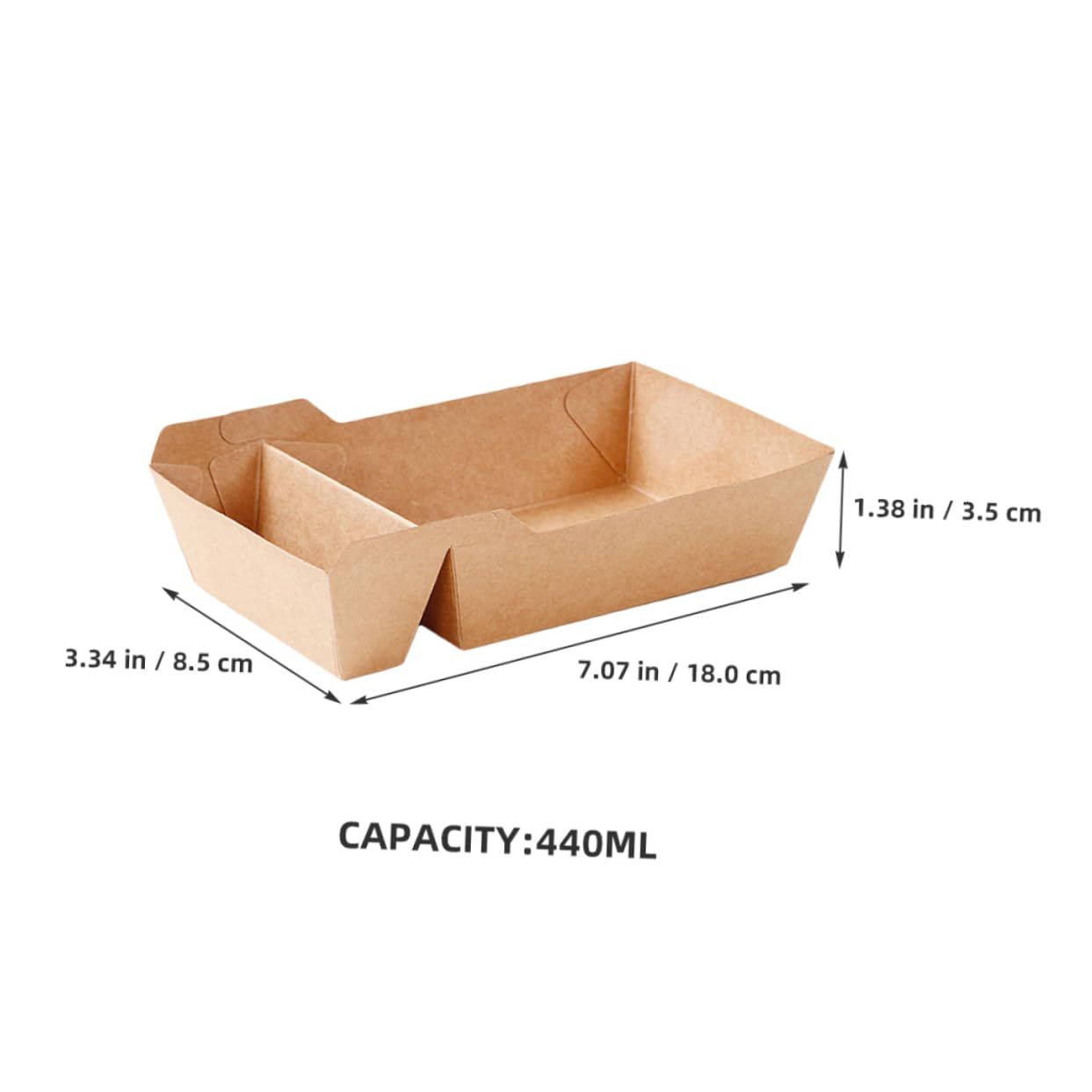 MAGICLULU Scatola Snack Marrone in Carta Doppio Scomparto da 440ml, Confezione da 50 Pezzi, per Nachos e Hot Dog in Attività di Ristorazione e Picnic