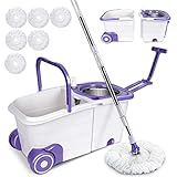 OZD Mop and Bucket with Wringer Set, Spin Mops with Bucket and Foot Pedal, Mops and Buckets with Spi