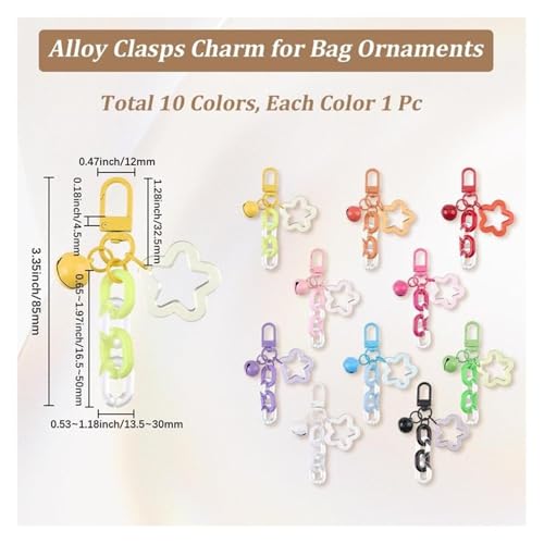 Cadenas de dijes para bolso con estrellas acrílicas y alegres cascabeles 4
